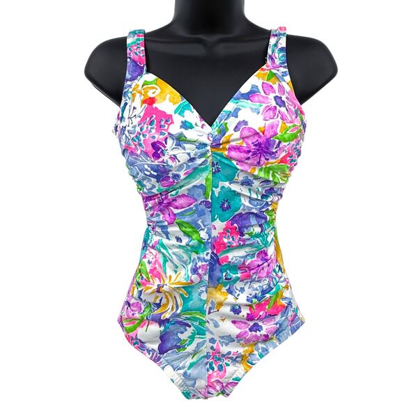 Vintage‎ Gabar Swimsuit Bathing Suit Floral One Piece Size 10 1970s - Picture 2 of 6